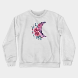 Flowers moon watercolor Crewneck Sweatshirt